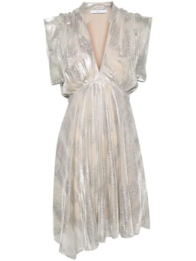 Shop Iro Laminated Effect Shor Dress In Silver