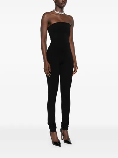 Shop Attico The  Off Shoulder Long Jumpsuit In Black