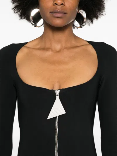 Attico Mini Dress With Deep V-neck In Black