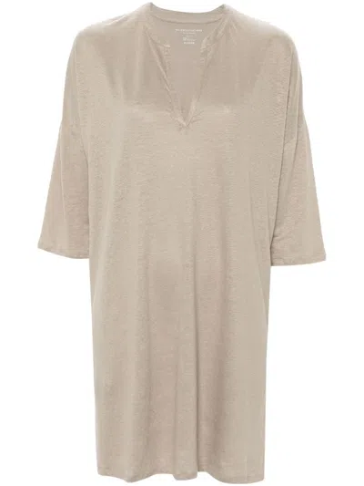 Shop Majestic Linen Blend Tunic Dress In Dove Grey