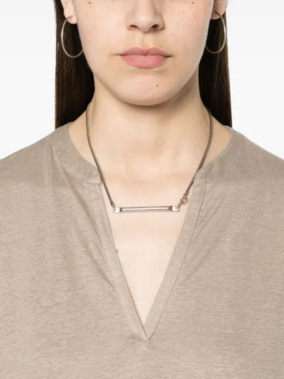 Majestic Filatures Linen Blend Tunic Dress In Dove Grey
