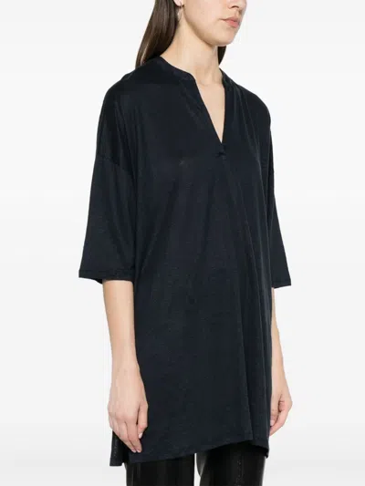 Majestic Filatures Linen Blend Tunic Dress In Blue