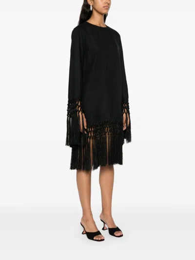 Taller Marmo Claudia Fringed Mini Dress In Black