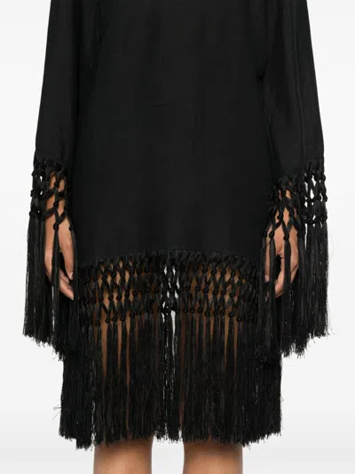 Taller Marmo Claudia Fringed Mini Dress In Black