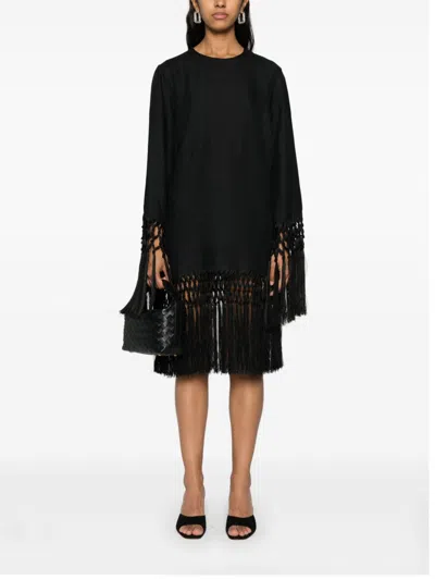 Taller Marmo Claudia Fringed Mini Dress In Black