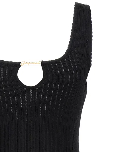 Jacquemus La Mini Robe Sierra Knitted Mini Dress In Black