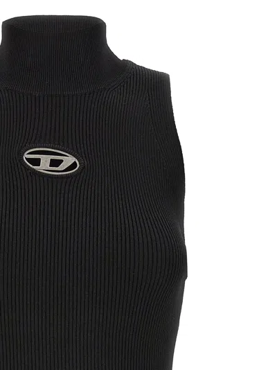 Diesel Mini Black Dress With Oval D Cut Out Detai In Viscose L In Black