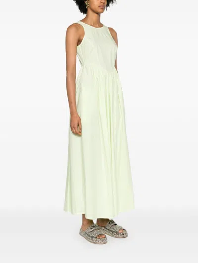 Shop Emporio Armani Sleeveless Cotton Midi Dress In Green