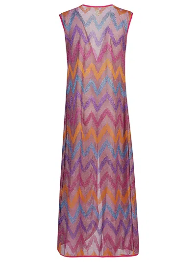 Feel Me Fab Quadrifoglio Printed Long Dress In Multicolour