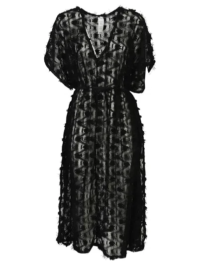 Feel Me Fab Lampedusa Crochet Long Dress In Black
