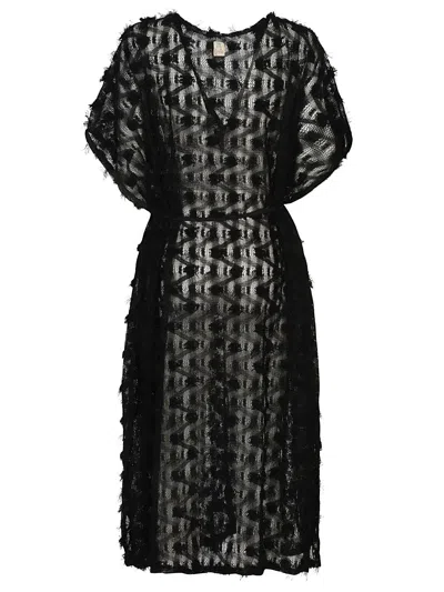 Feel Me Fab Lampedusa Crochet Long Dress In Black