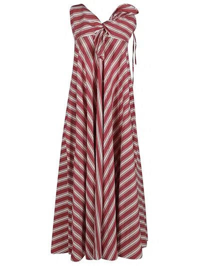 Lavi Cotton Blend Long Dress In Red