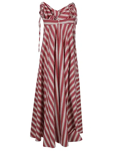Lavi Cotton Blend Long Dress In Red