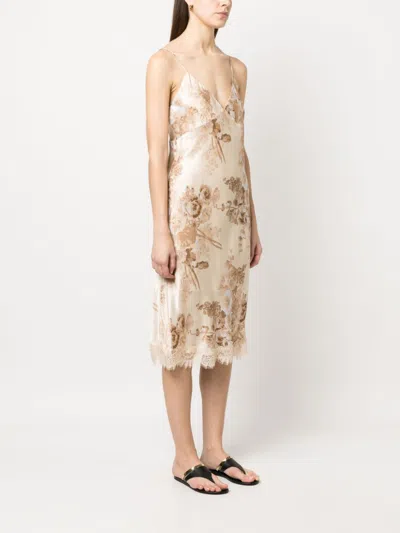 Gold Hawk Chloe Printed Slip Dress In Beige