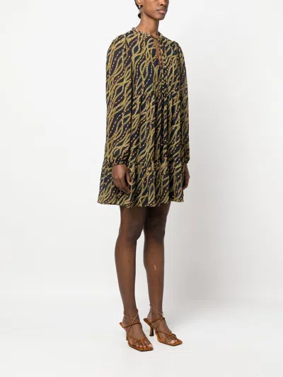Michael Michael Kors Mmk Printed Midi Dress In Blue