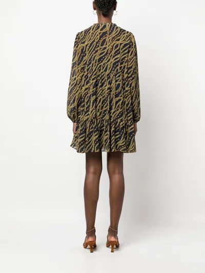 Michael Michael Kors Mmk Printed Midi Dress In Blue