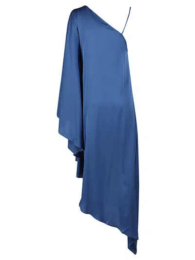Silk95 Five Long Asymmetrical Silk Dress In Blue