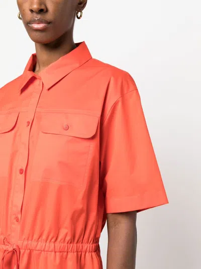 Paul Smith Short Sleeve Cotton Playsuit With Drawstring Waist In Orange