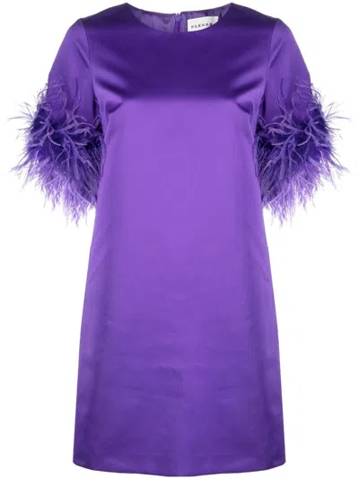 Shop P.a.r.o.s.h Parosh Feathered Mini Dress In Purple