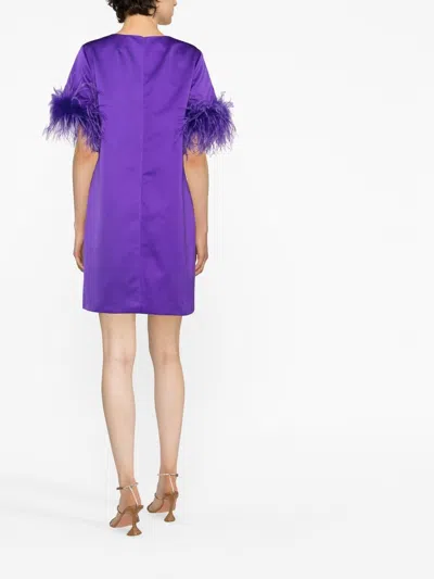 P.a.r.o.s.h Parosh Feathered Mini Dress In Purple