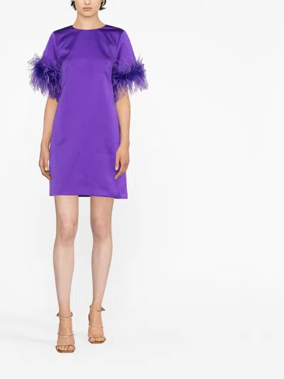 P.a.r.o.s.h Parosh Feathered Mini Dress In Purple