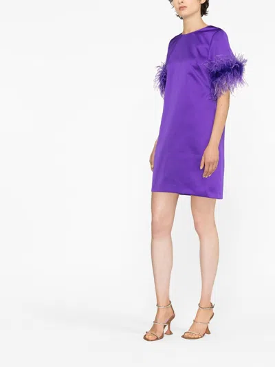 P.a.r.o.s.h Parosh Feathered Mini Dress In Purple
