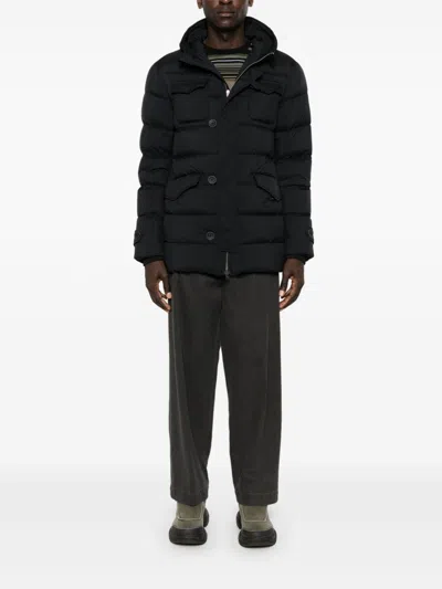 Herno Drawstring Hood Down Jacket In Black