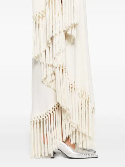 Taller Marmo Arno Fringed Long Dress In Ivory