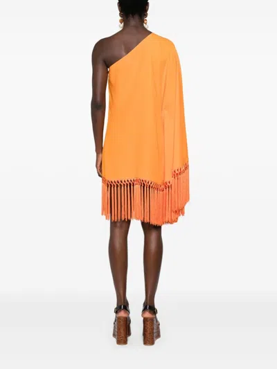 Shop Taller Marmo Pre Piccolo Arno Fringed Short Dress In Orange