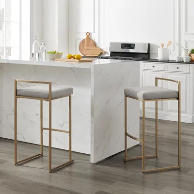 Crosley Furniture Harlowe 2pc Bar Stool Set Gray/ Gold - 2 Stools