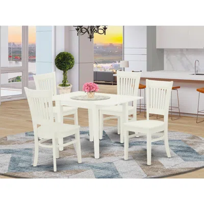 East West Furniture Dining Table- Dining Chairs, Ndva5-lwh-w
