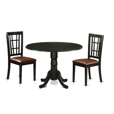 East West Furniture 3 Pc Dining Room Set -dining Table And 2 Dining Chairs