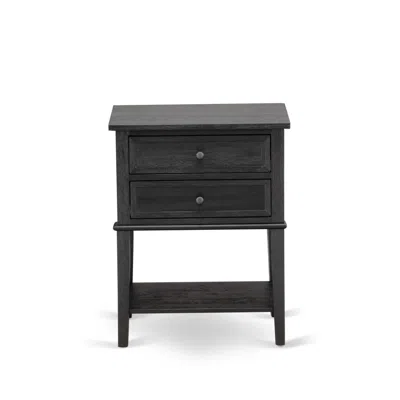 East West Furniture Vl-06-et Wood Night Stand With 2 Wood Drawers For Bedroom, Stable And Sturdy Constructed - Wire Brus