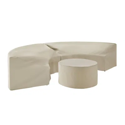 Crosley Furniture Catalina 3pc Furniture Cover Set Tan - 2 Round Sectional Sofas & Coffee Table