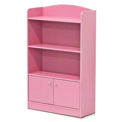 Furinno Kidkanac Bookshelf With Storage Cabinet, Pink