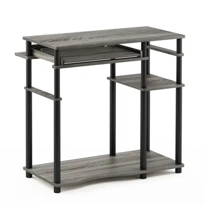 Furinno Abbott Computer Desk With Bookshelf, French Oak Grey/black, 17097gyw/bk