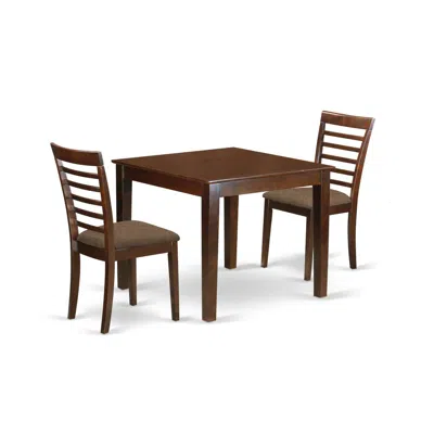 East West Furniture Oxml3-mah-c 3 Pc Dinette Table Set With A Dining Table And 2 Dining Chairs In Mahogany