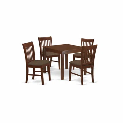 East West Furniture Oxno5-mah-c 5 Pc Kitchen Table Set - Square Table And 4 Dining Chairs