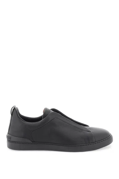 Shop Zegna Triple Stitch Sneakers In Black