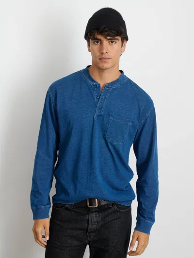 Alex Mill Alan Henley In Indigo Slub Cotton In Indigo