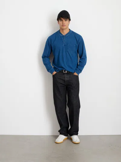 Alex Mill Alan Henley In Indigo Slub Cotton In Indigo