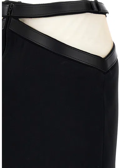 David Koma Cross Waist Band Net Insert Skirts Black