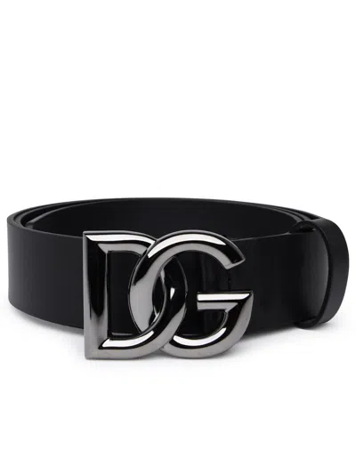 Dolce & Gabbana Men Dg Logo Leather Belt In Black