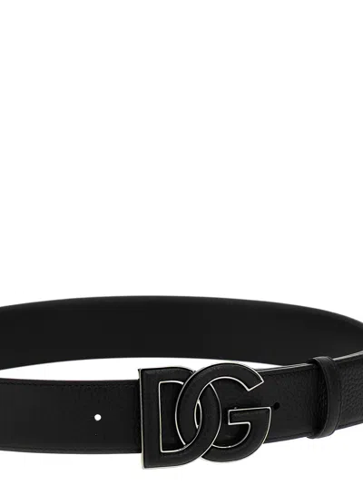 Dolce & Gabbana Black Logo Leather Belt In Black