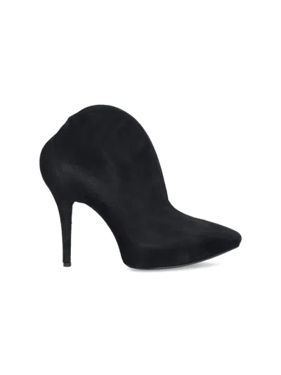 Alaïa Suede Booties With Front V Design 11cm In Black