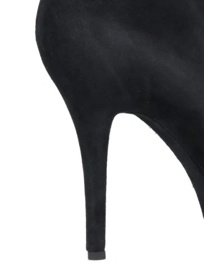 Alaïa Suede Booties With Front V Design 11cm In Black
