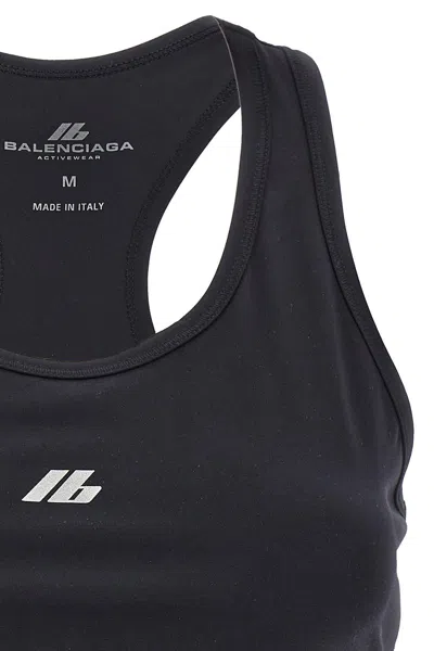 Balenciaga Sporty Reflective Logo Top Tops Black In Black