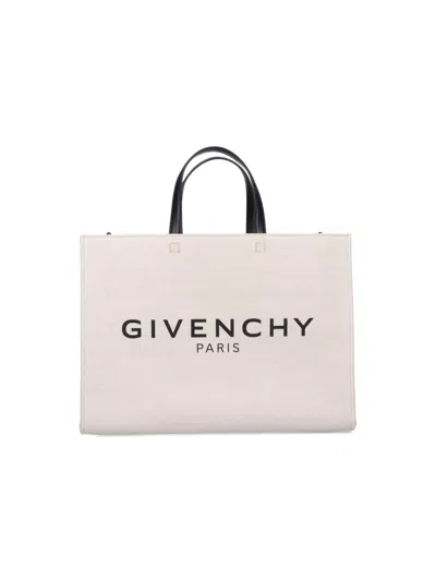 Givenchy G-tote Medium Shopping Bag In Canvas In White