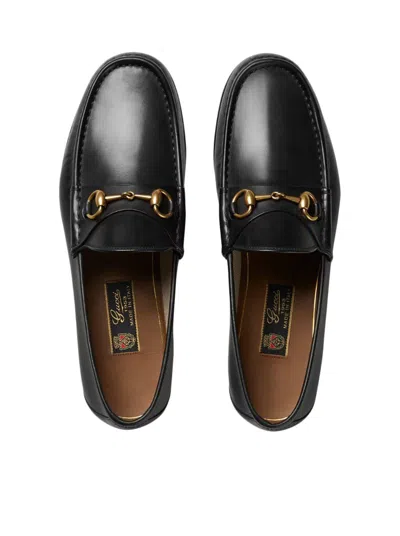 Gucci Horsebit Almond-toe Loafers In Black
