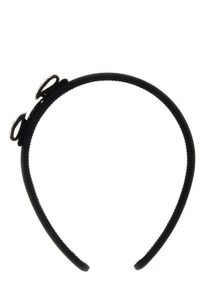 Ferragamo Crystal Embellished Cotton Blend Hair Band In Black